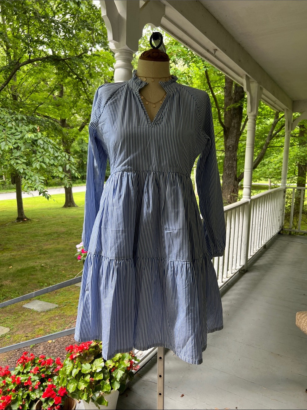 J CREW striped tiered dress